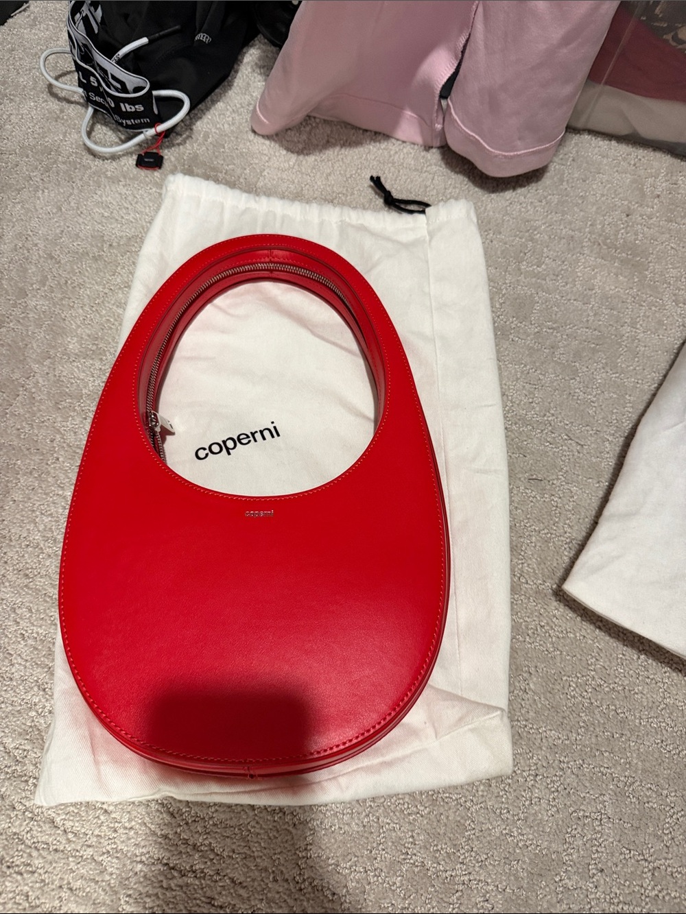 Coperni Red Crescent Leather Shoulder Bag